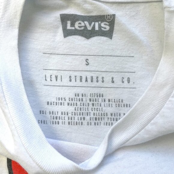 Levi's Men's White Spell Out T-Shirt Short Sleeve Cotton Tee size Small - Picture 6 of 6